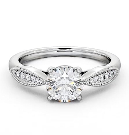 Round Diamond High Shoulder Engagement Ring 9K White Gold Solitaire ENRD79_WG_THUMB1