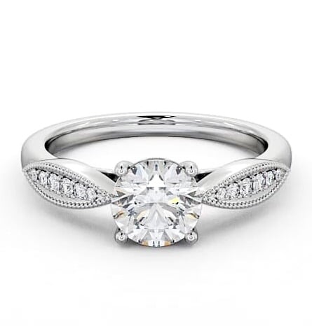 Round Diamond High Shoulder Engagement Ring Platinum Solitaire ENRD79_WG_THUMB2 