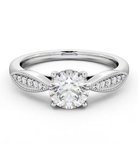 Round Diamond High Shoulder Engagement Ring 18K White Gold Solitaire ENRD79_WG_THUMB2 