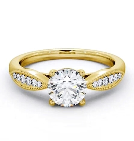 Round Diamond High Shoulder Engagement Ring 9K Yellow Gold Solitaire ENRD79_YG_THUMB1