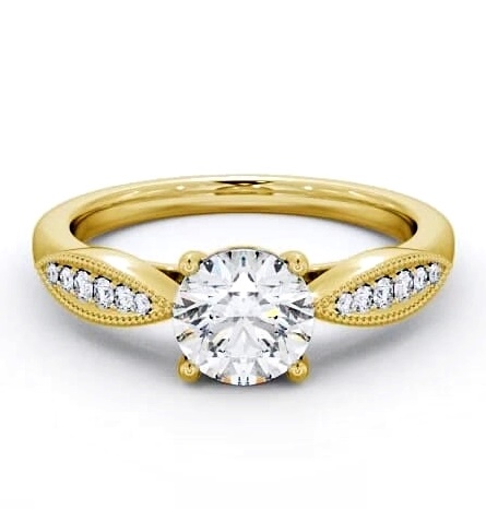 Round Diamond High Shoulder Engagement Ring 18K Yellow Gold Solitaire ENRD79_YG_THUMB2 