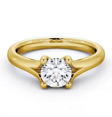 Round Diamond Split Band Engagement Ring 9K Yellow Gold Solitaire ENRD7_YG_THUMB1