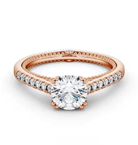 Round Diamond Unique Vintage Style Ring 9K Rose Gold Solitaire ENRD80_RG_THUMB1