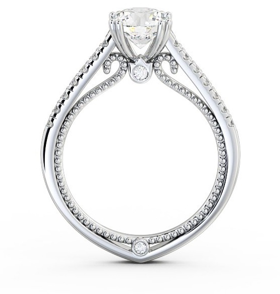 Round Diamond Unique Vintage Style Ring 18K White Gold Solitaire ENRD80_WG_THUMB1 