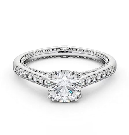 Round Diamond Unique Vintage Style Engagement Ring Platinum Solitaire ENRD80_WG_THUMB2 