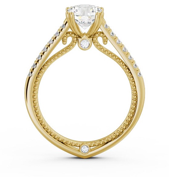 Round Diamond Unique Vintage Style Ring 9K Yellow Gold Solitaire ENRD80_YG_THUMB1 