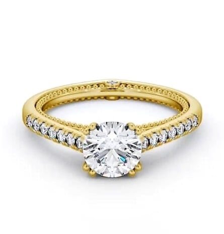 Round Diamond Unique Vintage Style Ring 18K Yellow Gold Solitaire ENRD80_YG_THUMB2 