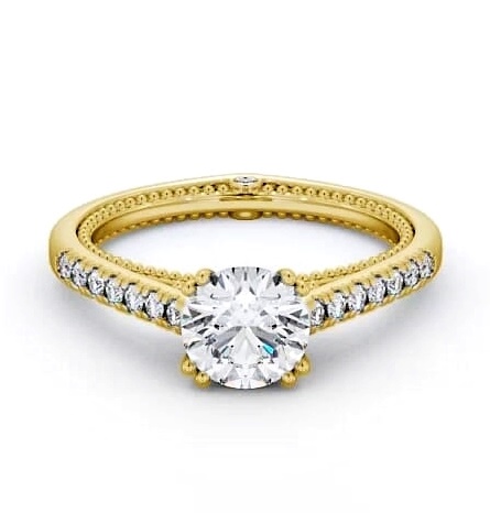 Round Diamond Unique Vintage Style Ring 9K Yellow Gold Solitaire ENRD80_YG_THUMB2 