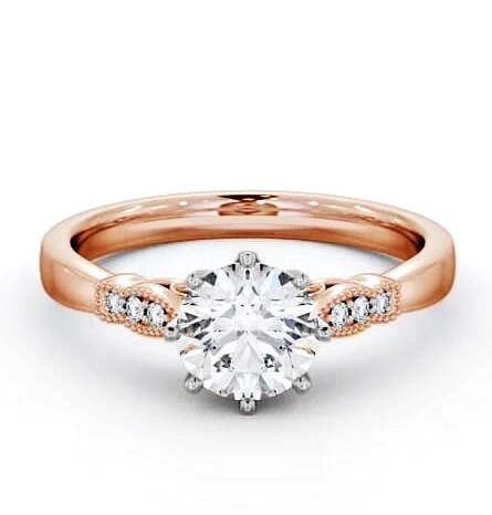 Round Diamond 8 Prong Engagement Ring 18K Rose and White Gold Solitaire ENRD81_RWG_THUMB1