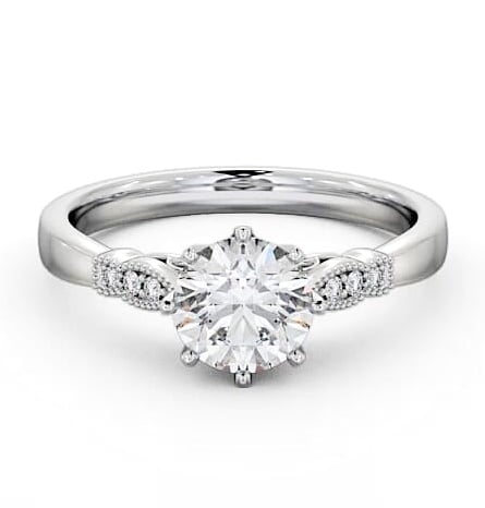 Round Diamond 8 Prong Engagement Ring 18K White Gold Solitaire ENRD81_WG_THUMB2 