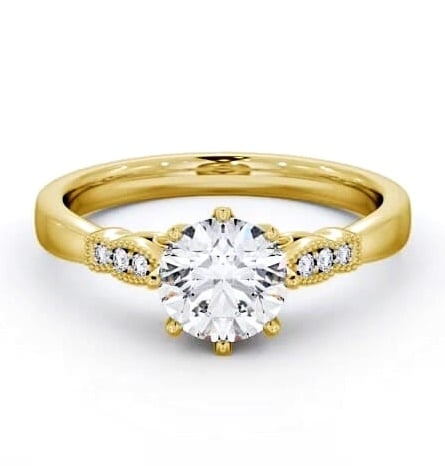 Round Diamond 8 Prong Engagement Ring 18K Yellow Gold Solitaire ENRD81_YG_THUMB2 