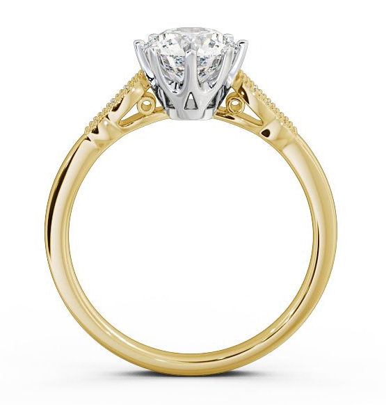 Round Diamond 8 Prong Engagement Ring 18K Yellow and White Gold Solitaire ENRD81_YWG_THUMB1 