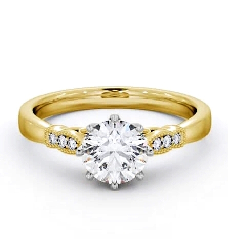 Round Diamond 8 Prong Engagement Ring 18K Yellow and White Gold Solitaire ENRD81_YWG_THUMB1