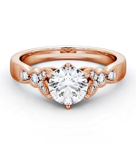 Vintage Round Diamond 6 Prong Engagement Ring 18K Rose Gold Solitaire ENRD82_RG_THUMB1