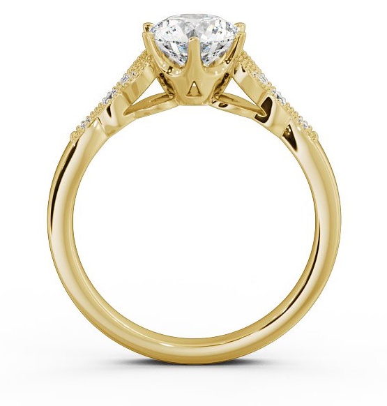 Vintage Round Diamond 6 Prong Engagement Ring 9K Yellow Gold Solitaire ENRD82_YG_THUMB1 
