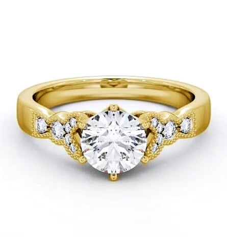 Vintage Round Diamond 6 Prong Engagement Ring 9K Yellow Gold Solitaire ENRD82_YG_THUMB2 