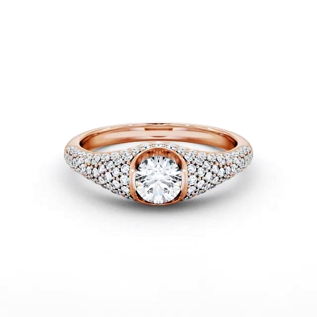 Pave 1.02ct Round Diamond Engagement Ring 18K Rose Gold Solitaire - Kendalyn ENRD83_RG_HAND