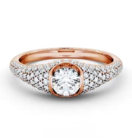 Pave 1.02ct Round Diamond Tension Set Ring 18K Rose Gold Solitaire ENRD83_RG_THUMB1
