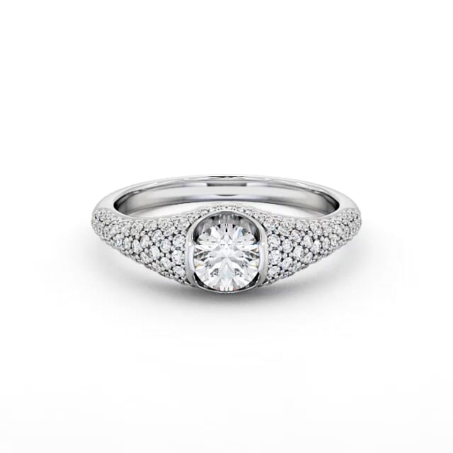 Pave 1.02ct Round Diamond Engagement Ring Platinum Solitaire - Kendalyn ENRD83_WG_HAND