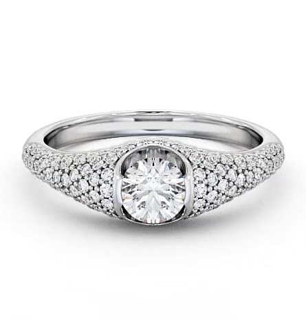 Pave 1.02ct Round Diamond Tension Set Ring 18K White Gold Solitaire ENRD83_WG_THUMB1