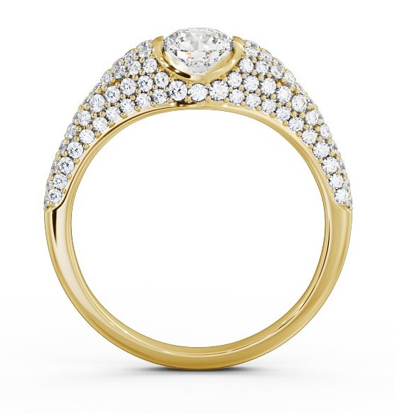 Pave 1.02ct Round Diamond Tension Set Engagement Ring 18K Yellow Gold Solitaire ENRD83_YG_THUMB1
