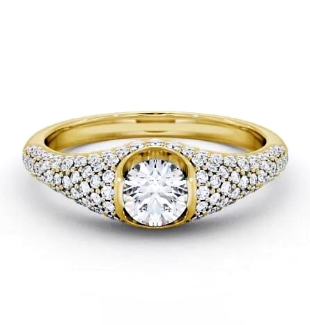 Pave 1.02ct Round Diamond Tension Set Ring 18K Yellow Gold Solitaire ENRD83_YG_THUMB1
