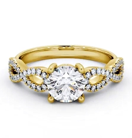Round Diamond Infinity Style Band Ring 9K Yellow Gold Solitaire ENRD84_YG_THUMB1