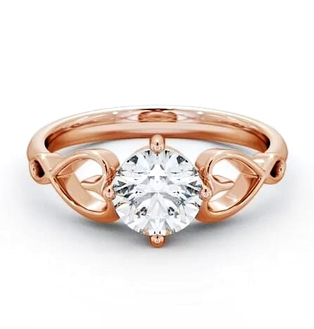 Round Diamond with Heart Band Engagement Ring 18K Rose Gold Solitaire ENRD85_RG_THUMB1