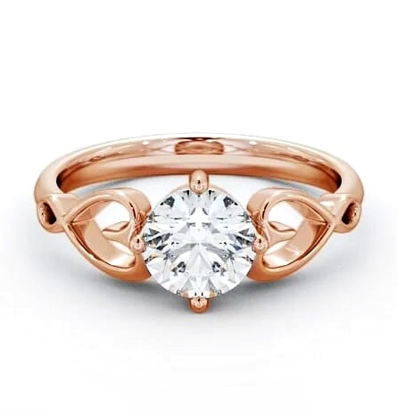 Round Diamond with Heart Band Engagement Ring 18K Rose Gold Solitaire ENRD85_RG_THUMB2 