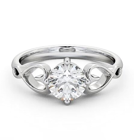 Round Diamond with Heart Band Engagement Ring 18K White Gold Solitaire ENRD85_WG_THUMB2 