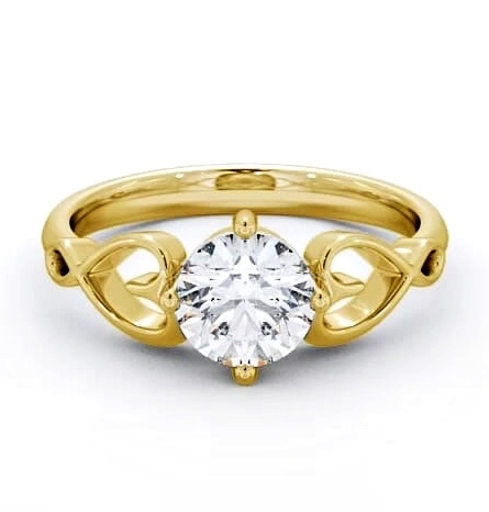 Round Diamond with Heart Band Engagement Ring 9K Yellow Gold Solitaire ENRD85_YG_THUMB1
