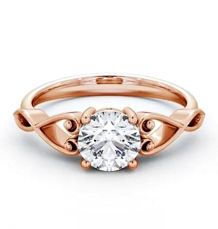 Round Diamond with Heart Band Engagement Ring 9K Rose Gold Solitaire ENRD86_RG_THUMB1