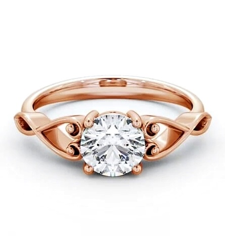 Round Diamond with Heart Band Engagement Ring 18K Rose Gold Solitaire ENRD86_RG_THUMB2 