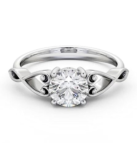 Round Diamond with Heart Band Engagement Ring Palladium Solitaire ENRD86_WG_THUMB1