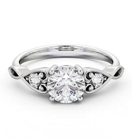 Marquise Diamond with Heart Band Ring 18K White Gold Solitaire ENRD86S_WG_THUMB2 