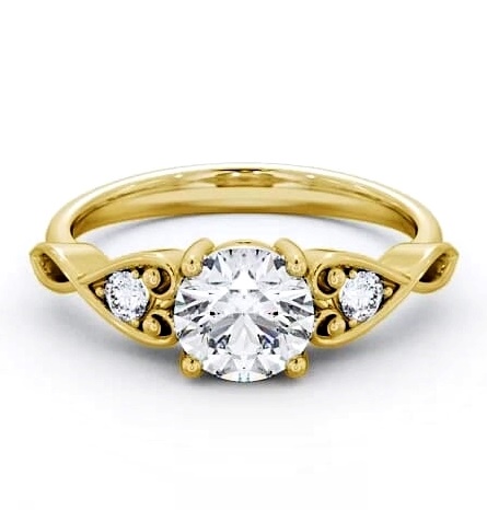 Marquise Diamond with Heart Band Ring 9K Yellow Gold Solitaire ENRD86S_YG_THUMB1