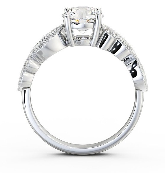 Round Diamond Vintage Style Engagement Ring 18K White Gold Solitaire ENRD87_WG_THUMB1 