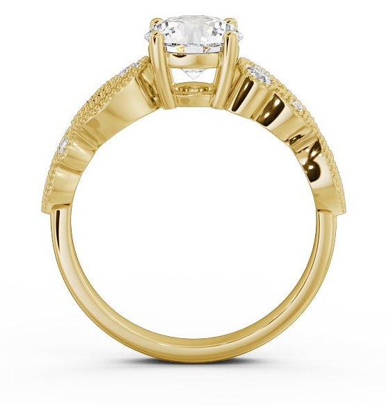 Round Diamond Vintage Style Engagement Ring 18K Yellow Gold Solitaire ENRD87_YG_THUMB1 