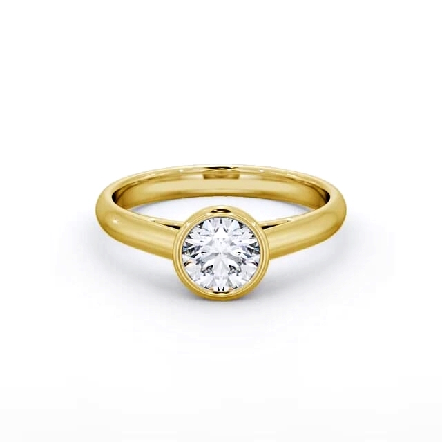 Round Diamond Engagement Ring 18K Yellow Gold Solitaire - Jordana ENRD88_YG_HAND
