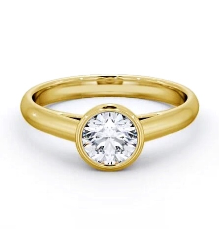 Round Diamond Open Bezel Engagement Ring 18K Yellow Gold Solitaire ENRD88_YG_THUMB1