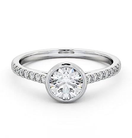 Round Diamond Bezel Set Engagement Ring 18K White Gold Solitaire ENRD88S_WG_THUMB1