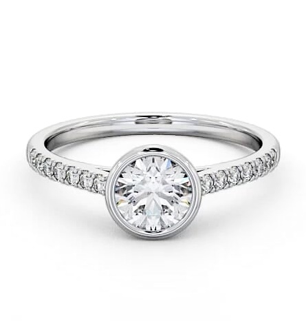 Round Diamond Bezel Set Engagement Ring 18K White Gold Solitaire ENRD88S_WG_THUMB2 