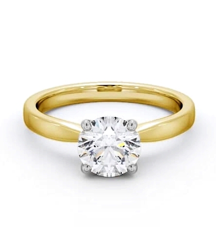 Round Diamond 4 Prong Engagement Ring 18K Yellow and White Gold Solitaire ENRD89_YWG_THUMB1