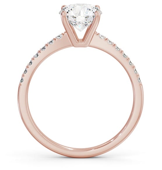 Round Diamond Elegant Style Engagement Ring 18K Rose Gold Solitaire with Channel Set Side Stones ENRD89S_RG_THUMB1