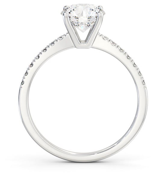 Round Diamond Elegant Style Engagement Ring 18K White Gold Solitaire with Channel Set Side Stones ENRD89S_WG_THUMB1