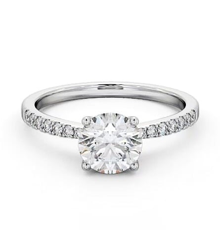 Round Diamond Elegant Style Engagement Ring 18K White Gold Solitaire ENRD89S_WG_THUMB1