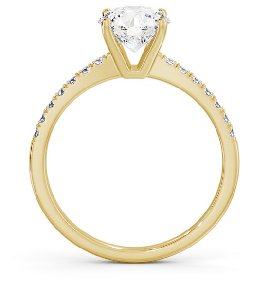 Round Diamond Elegant Style Engagement Ring 18K Yellow Gold Solitaire with Channel Set Side Stones ENRD89S_YG_THUMB1