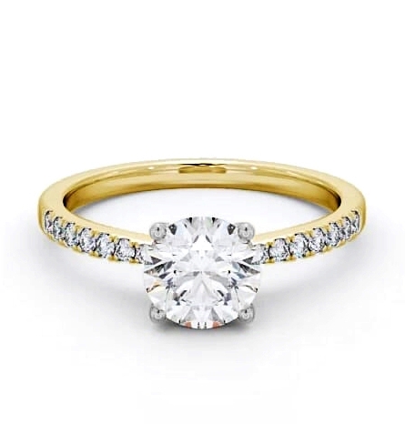 Round Diamond Elegant Style Engagement Ring 18K Yellow and White Gold Solitaire ENRD89S_YWG_THUMB1