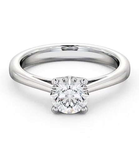 Round Diamond High Set Engagement Ring Platinum Solitaire ENRD8_WG_THUMB2 