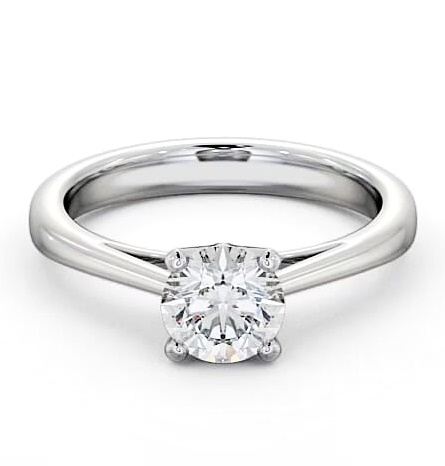 Round Diamond High Set Engagement Ring 18K White Gold Solitaire ENRD8_WG_THUMB1